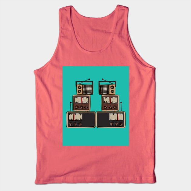 Old Colorful Stylish Retro Music Radios Tank Top by flofin